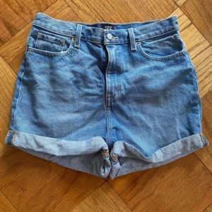 High waisted denim shorts